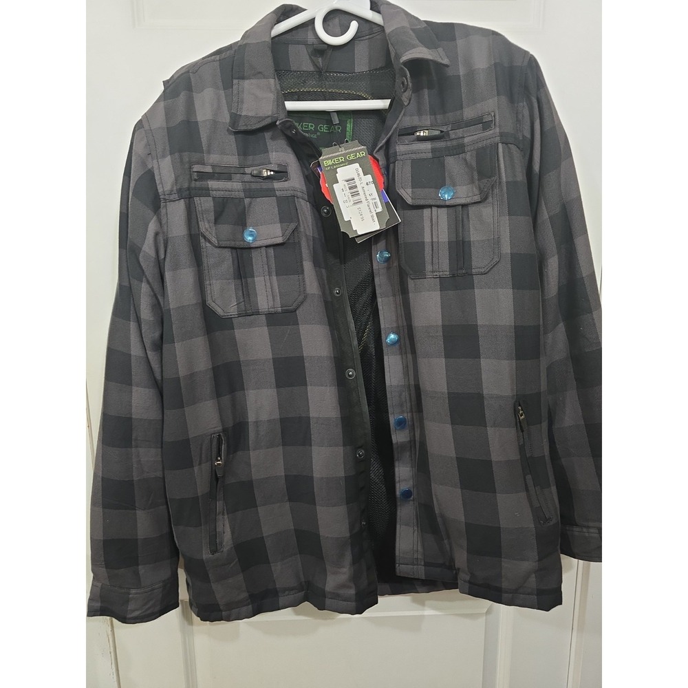 Daniel Smart DS4670 Armored Flannel Shirt Biker Protective Gear Size 6XL Grey